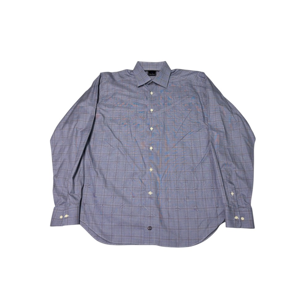 David Donahue Mens Plaid Dress Shirt 16 36 37 100% Cotton Button‎ Down